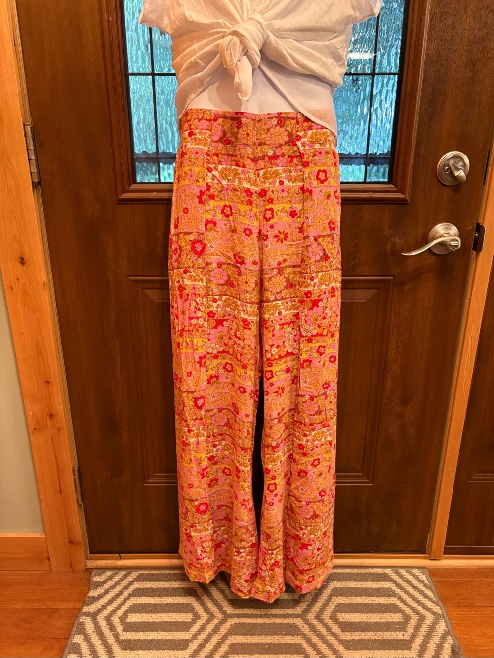 Billabong Pink and Yellow Floral Wide-Leg Pants